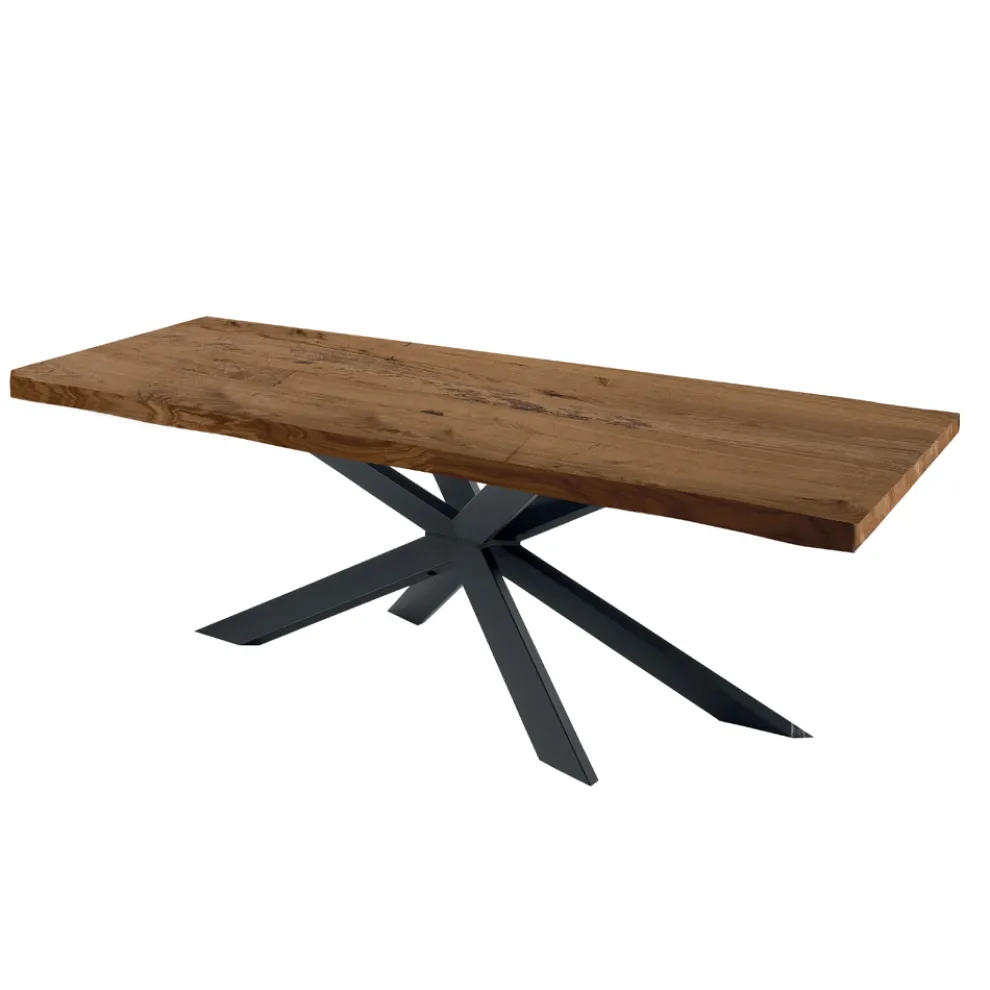 Moderner Küchentisch aus furniertem Holz und Stahl, hergestellt in Italien – Grotta