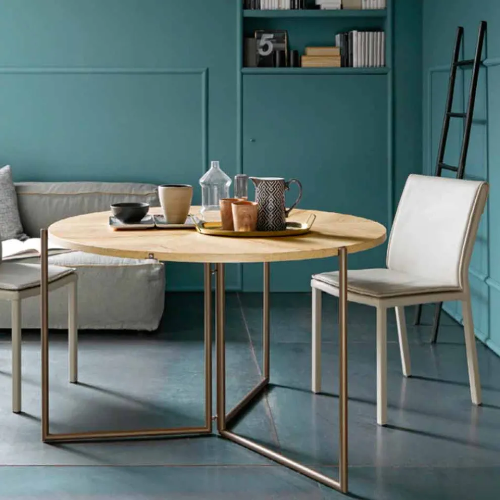 Moderner klappbarer Esstisch aus Holz und Metall Made in Italy - Menelao