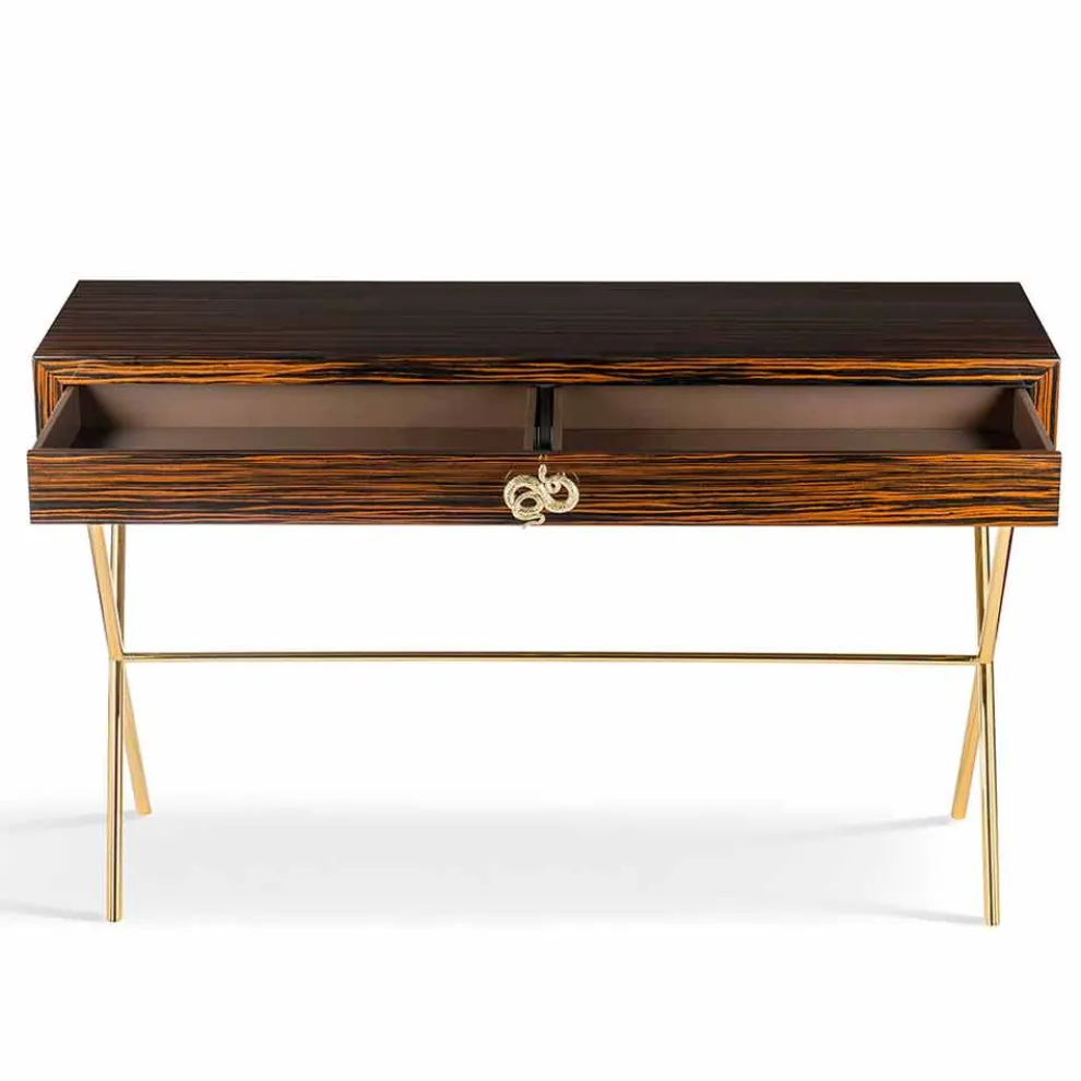 Moderner Konsolentisch Ada 4, mit Schiebeschubladen,aus glänzendem Ebenholz