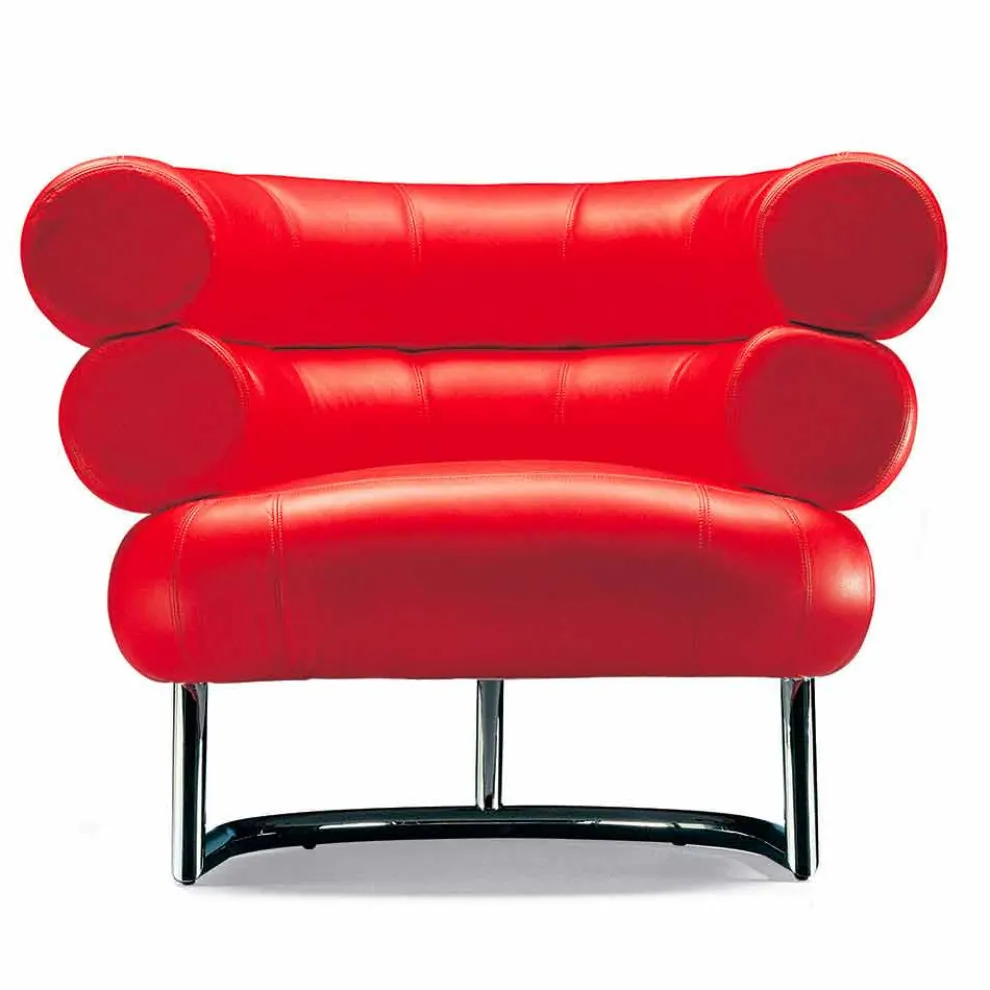 Moderner Ledersessel mit Stahlgestell Made in Italy - Ostilio