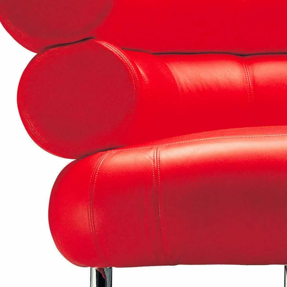 Moderner Ledersessel mit Stahlgestell Made in Italy - Ostilio