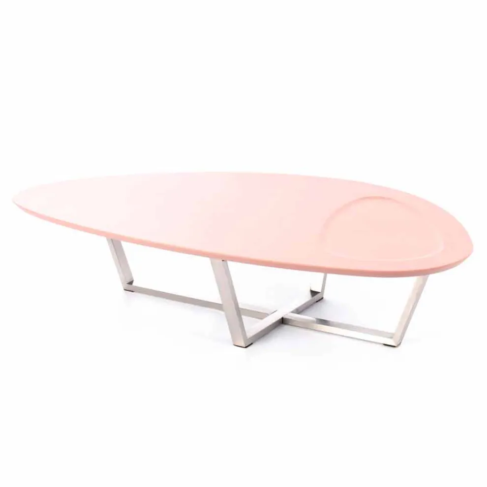 Moderner Loungetisch aus MDF und Chrom - Pimpa