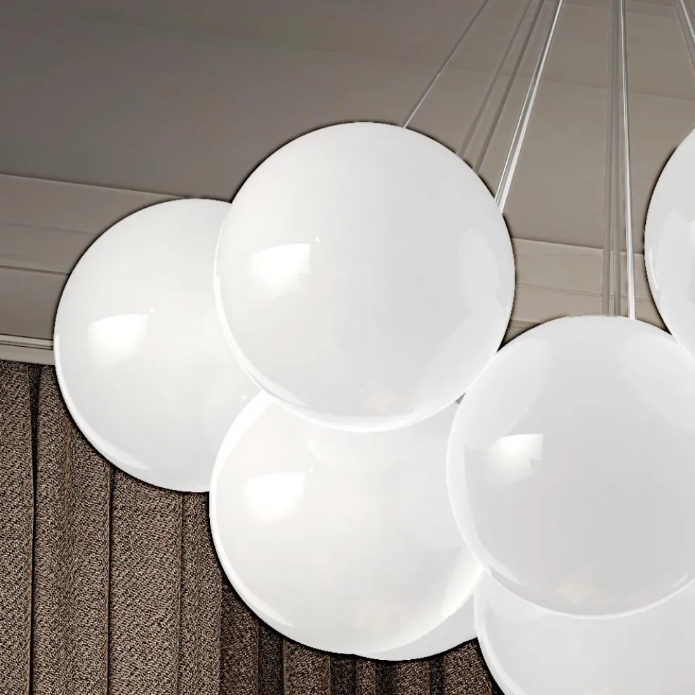 Moderner mundgeblasener Kronleuchter aus venezianischem Glas - Schnee