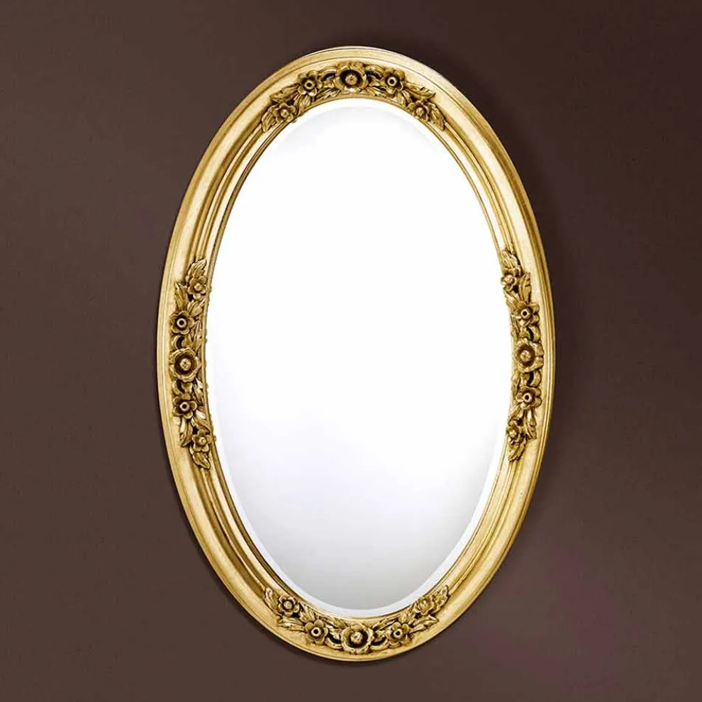 Moderner ovaler Holzspiegel handgefertigt in Italien Federico