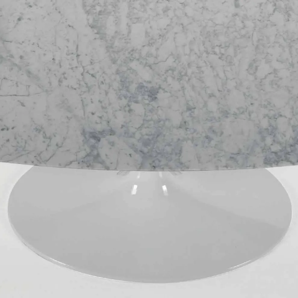 Moderner ovaler Tisch aus Carrara- oder schwarzem Marquinia-Marmor, hergestellt in Italien – Dollars