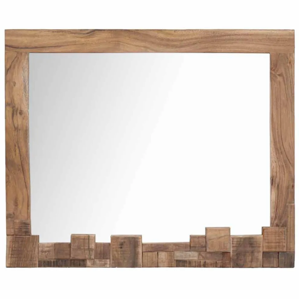 Moderner rechteckiger Wandspiegel mit Akazienholzrahmen - Eloise