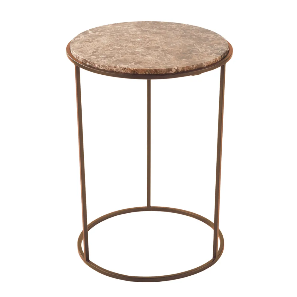 Moderner runder Couchtisch aus Metall und hochwertigem Marmor - Raphael