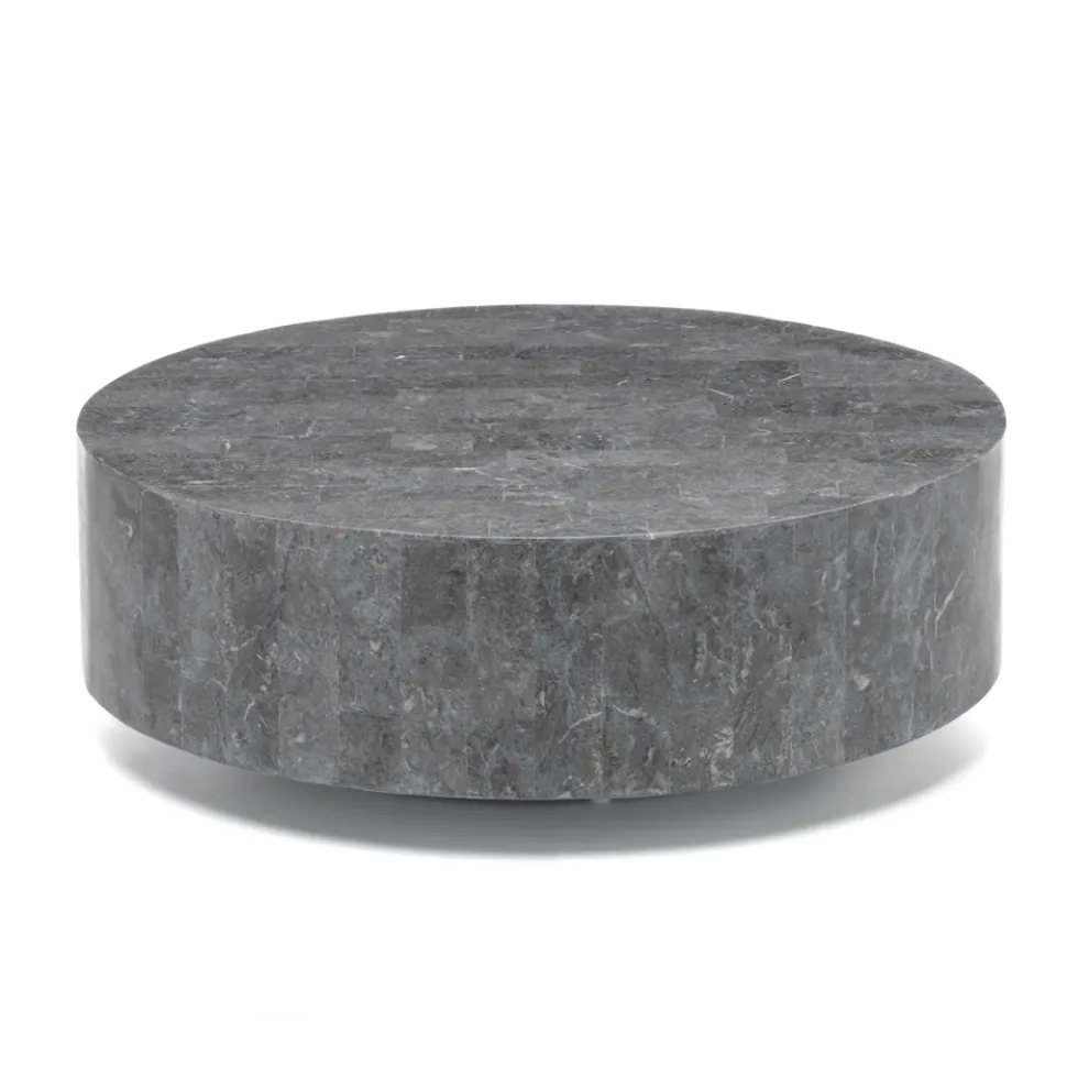 Moderner runder Couchtisch aus Fossil Stone – Vermont