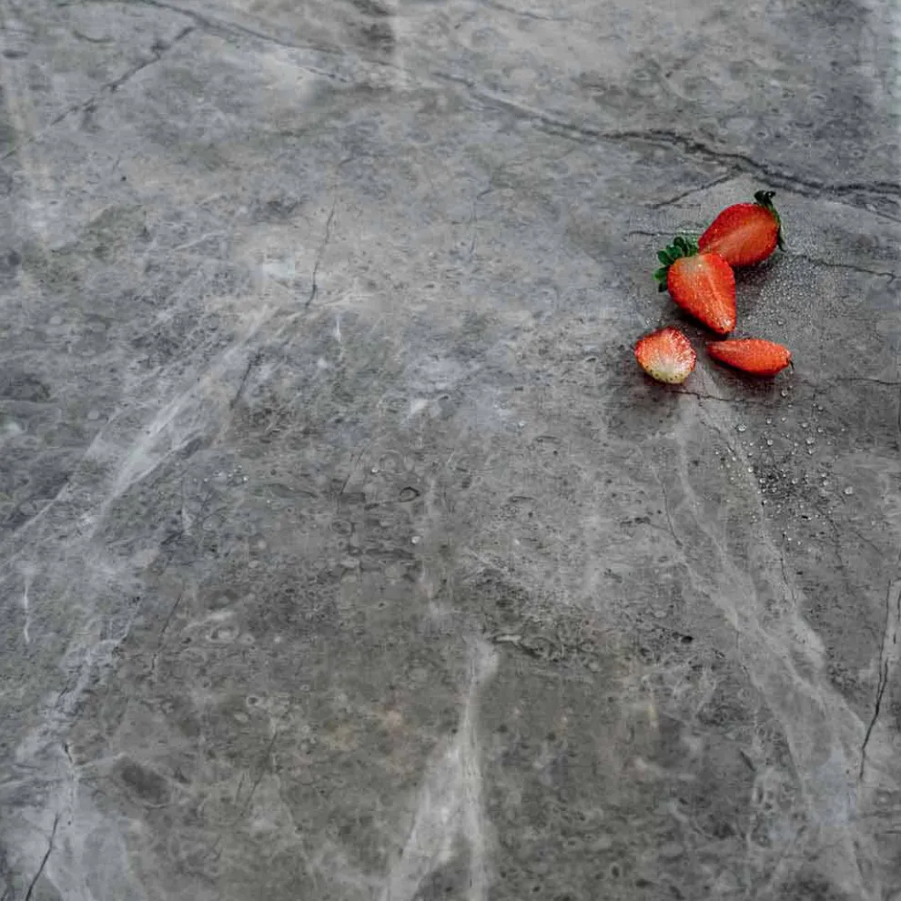 Moderner runder Esstisch aus Keramik Marmor-Effekt und Metall - Jarvis