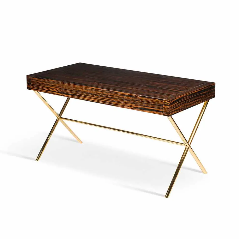 Moderner Schminktisch Ada 3 mit zu öffnender Platte aus glänzendem Ebenholz