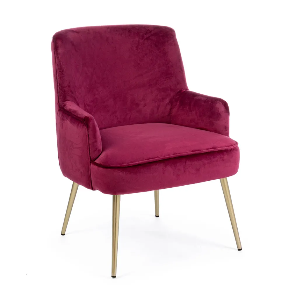 Moderner Sessel aus Stahl und Samteffekt Sitz 3 Ausführungen - Matty