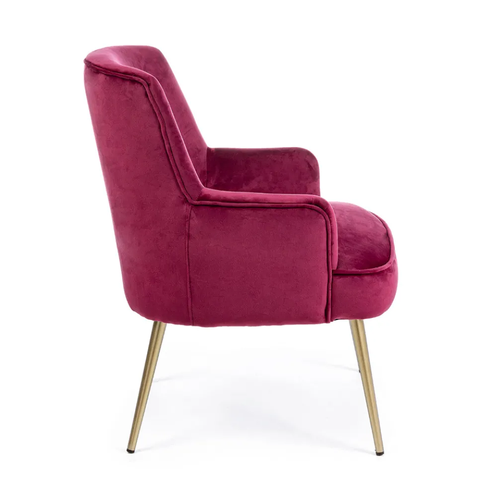 Moderner Sessel aus Stahl und Samteffekt Sitz 3 Ausführungen - Matty