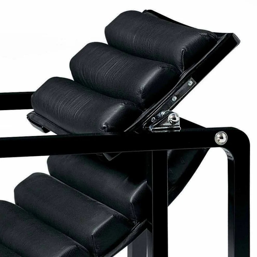 Moderner Sessel aus glänzend schwarz lackiertem Holz und Leder Made in Italy - Conga