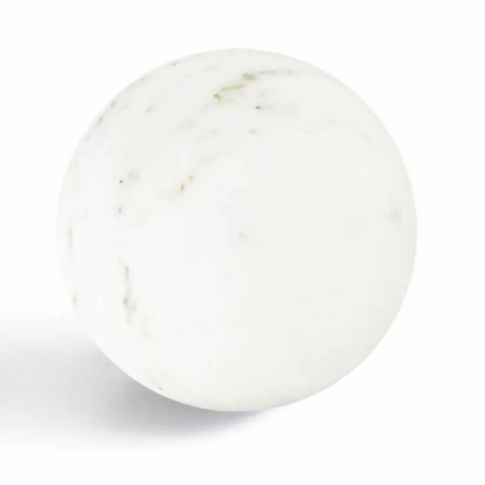 Moderner Sphere Briefbeschwerer aus italienischem Satin White Marmor, 2 Stück - Sphere