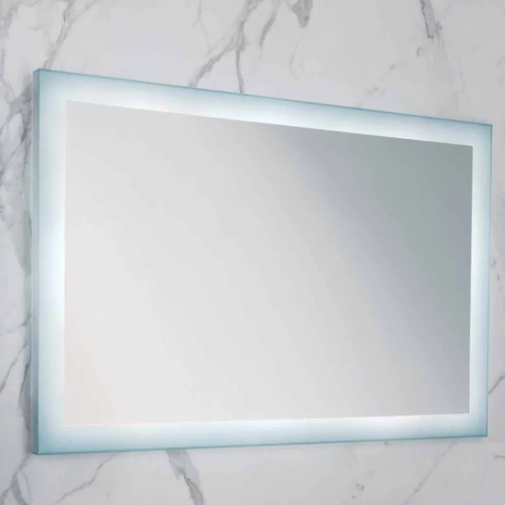 Moderner Spiegel mit Milchglaskanten, LED-Beleuchtung, Ady