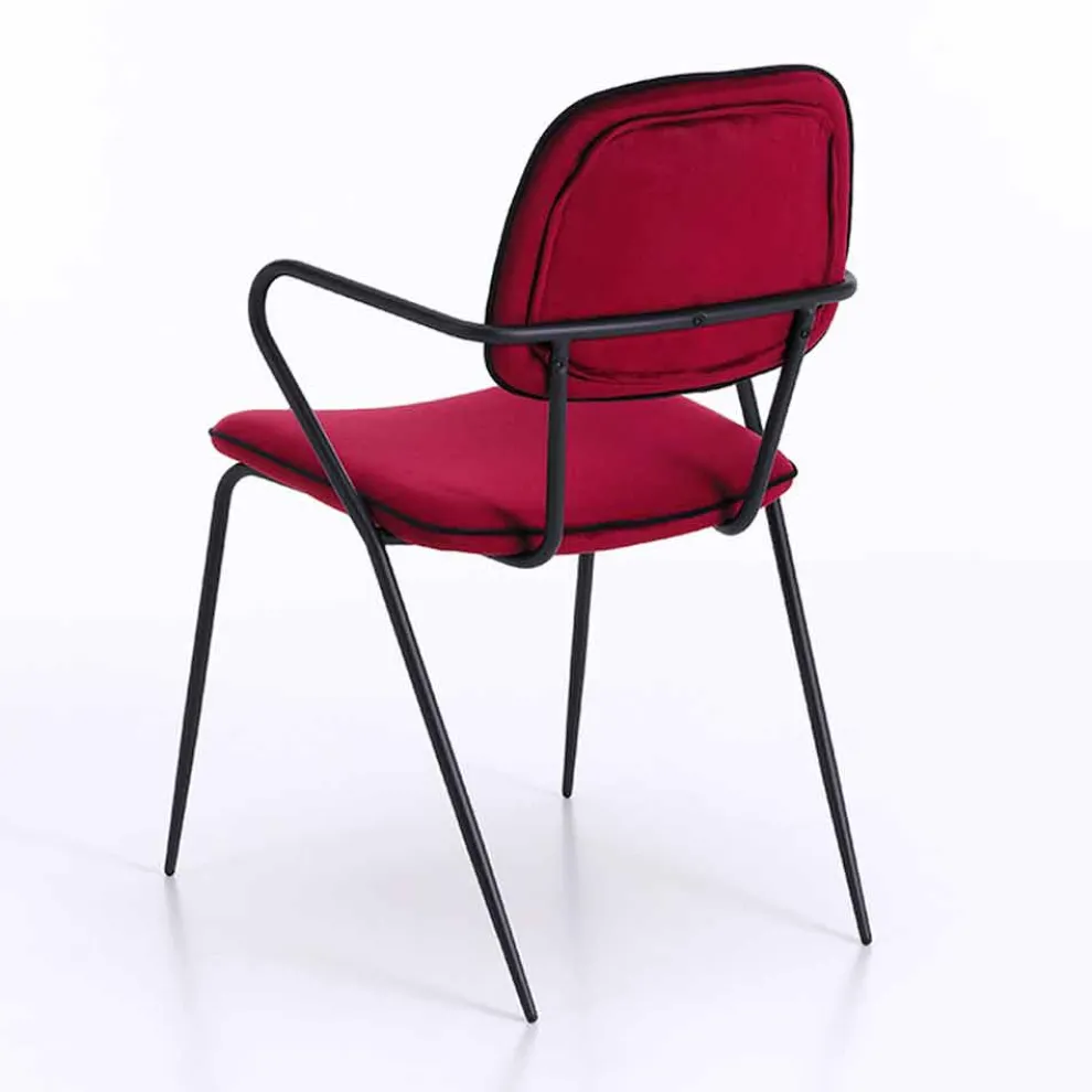 Moderner Stuhl mit Armlehnen und Sitzbezug aus Samt, 4 Stück - Cioli