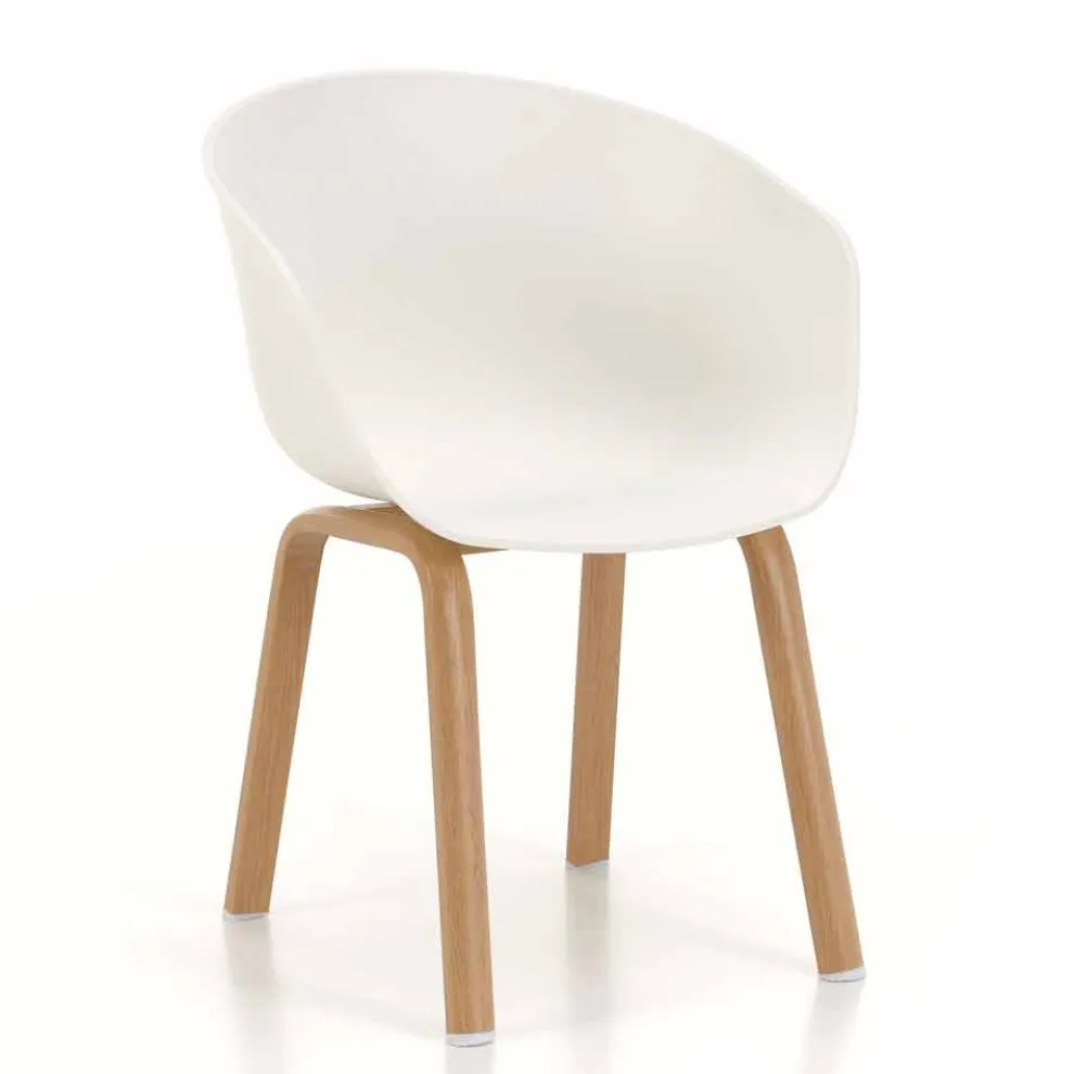 Moderner Stuhl mit Sitz aus Polypropylen und Metallbeinen, 4 Stück - Wolfsbarsch