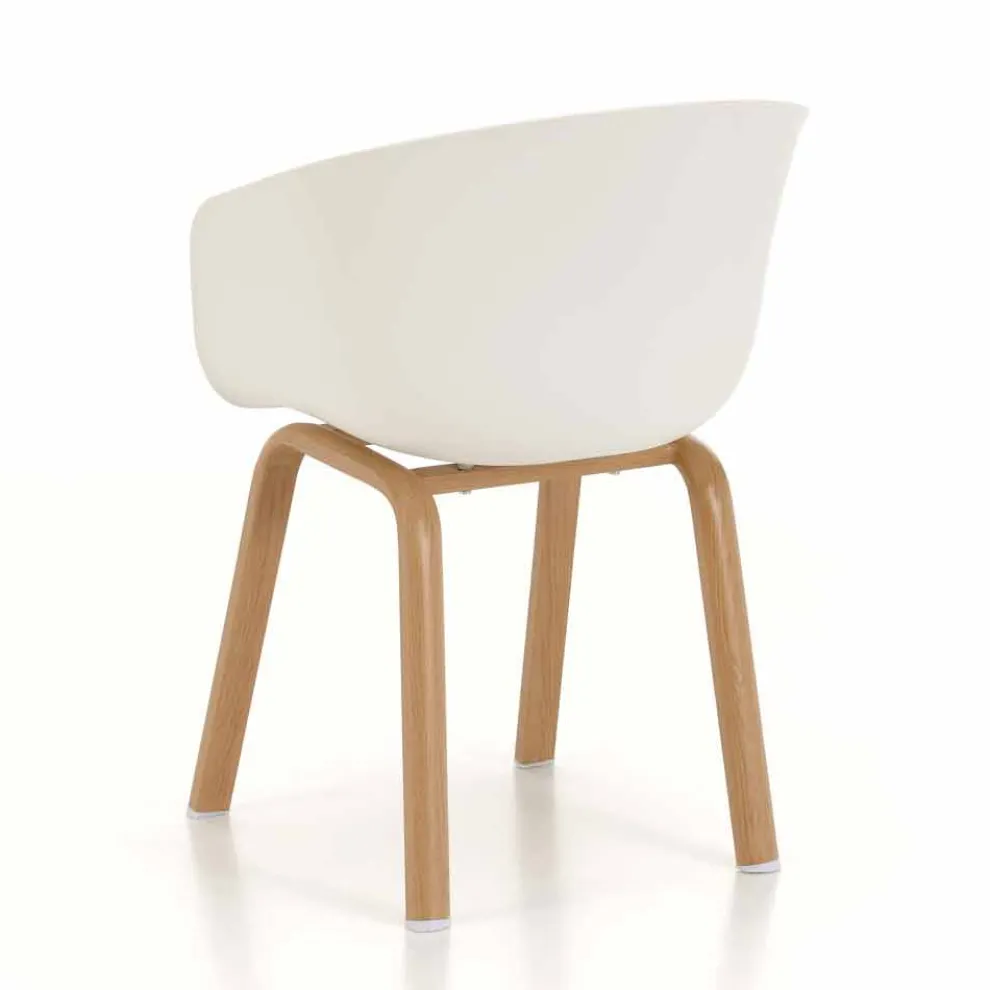 Moderner Stuhl mit Sitz aus Polypropylen und Metallbeinen, 4 Stück - Wolfsbarsch