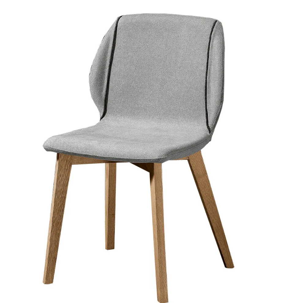 Moderner Stuhl mit elegantem Design aus Stoff mit Rand und Holz – Scarat