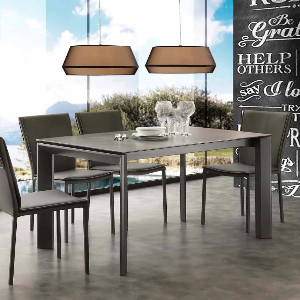 Moderner Tisch ausziehbar mit Tischplatte aus Glaskeramik Filadelfia