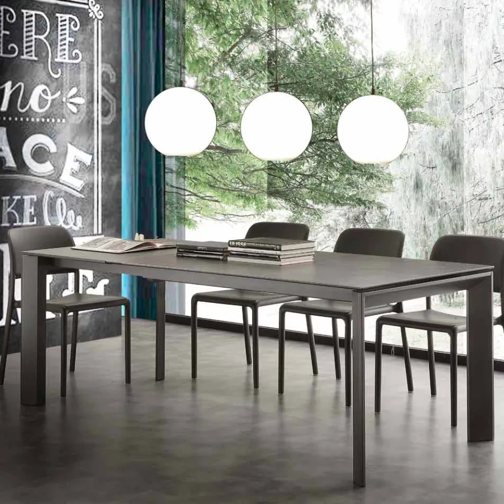 Moderner Tisch ausziehbar mit Tischplatte aus Glaskeramik Filadelfia