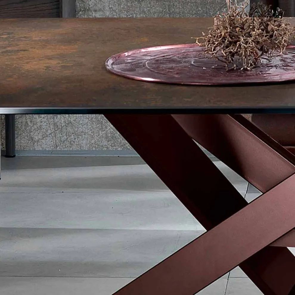 Moderner Tisch aus Glaskeramik und Metall, hergestellt in Italien, Dionigi