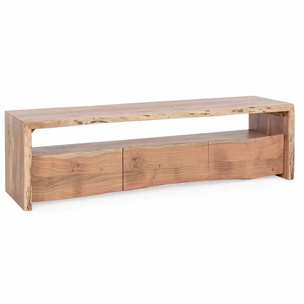 Moderner TV-Ständer aus Akazienholz mit 3 Schubladen Homemotion - Lauro