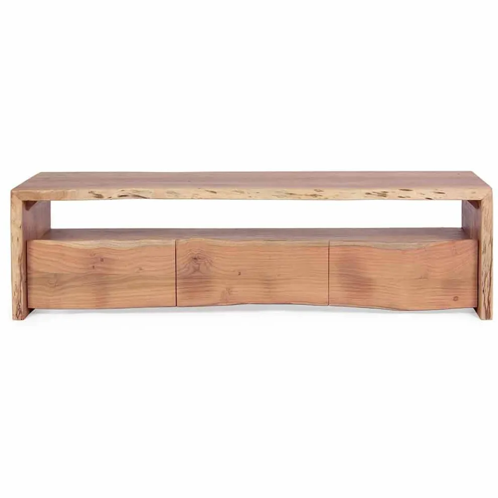 Moderner TV-Ständer aus Akazienholz mit 3 Schubladen Homemotion - Lauro
