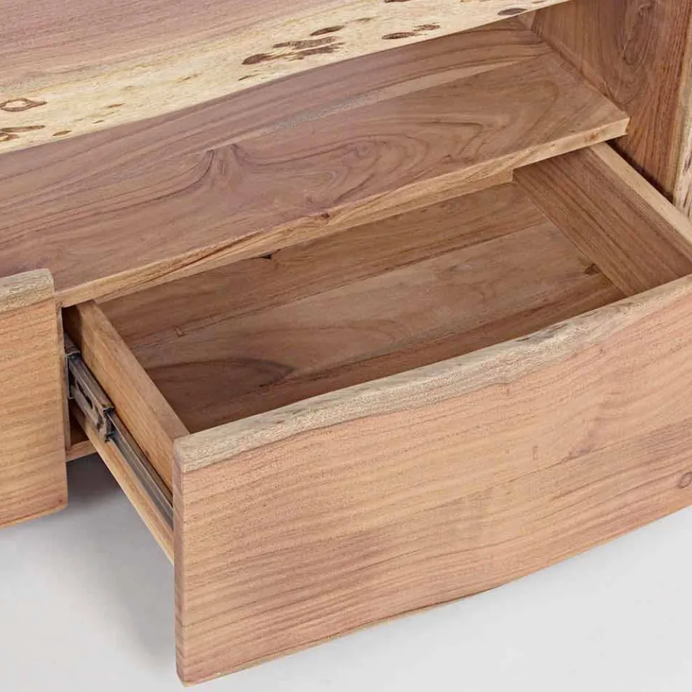 Moderner TV-Ständer aus Akazienholz mit 3 Schubladen Homemotion - Lauro