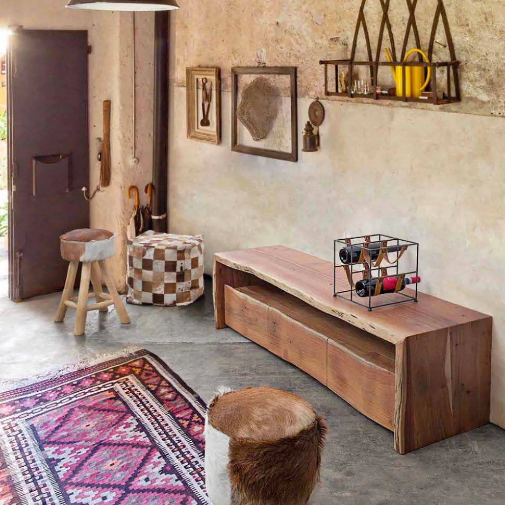 Moderner TV-Ständer aus Akazienholz mit 3 Schubladen Homemotion - Lauro