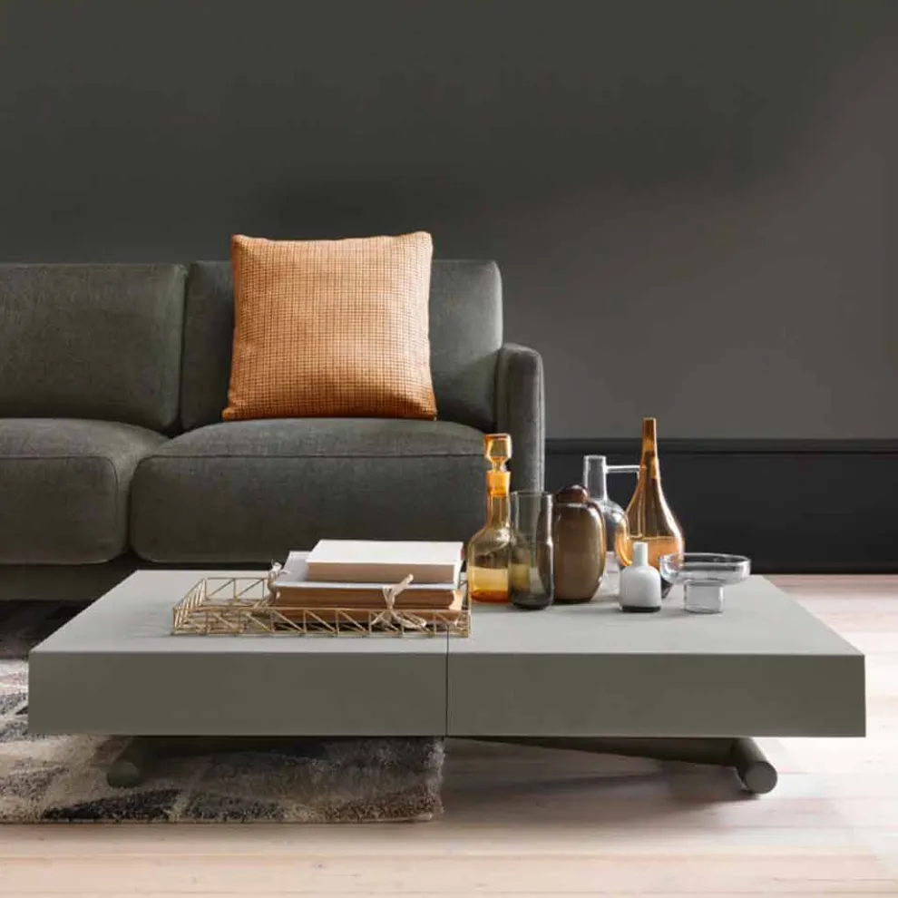 Moderner verwandelnder Couchtisch mit Malta-Effektplatte Made in Italy - Patroclo