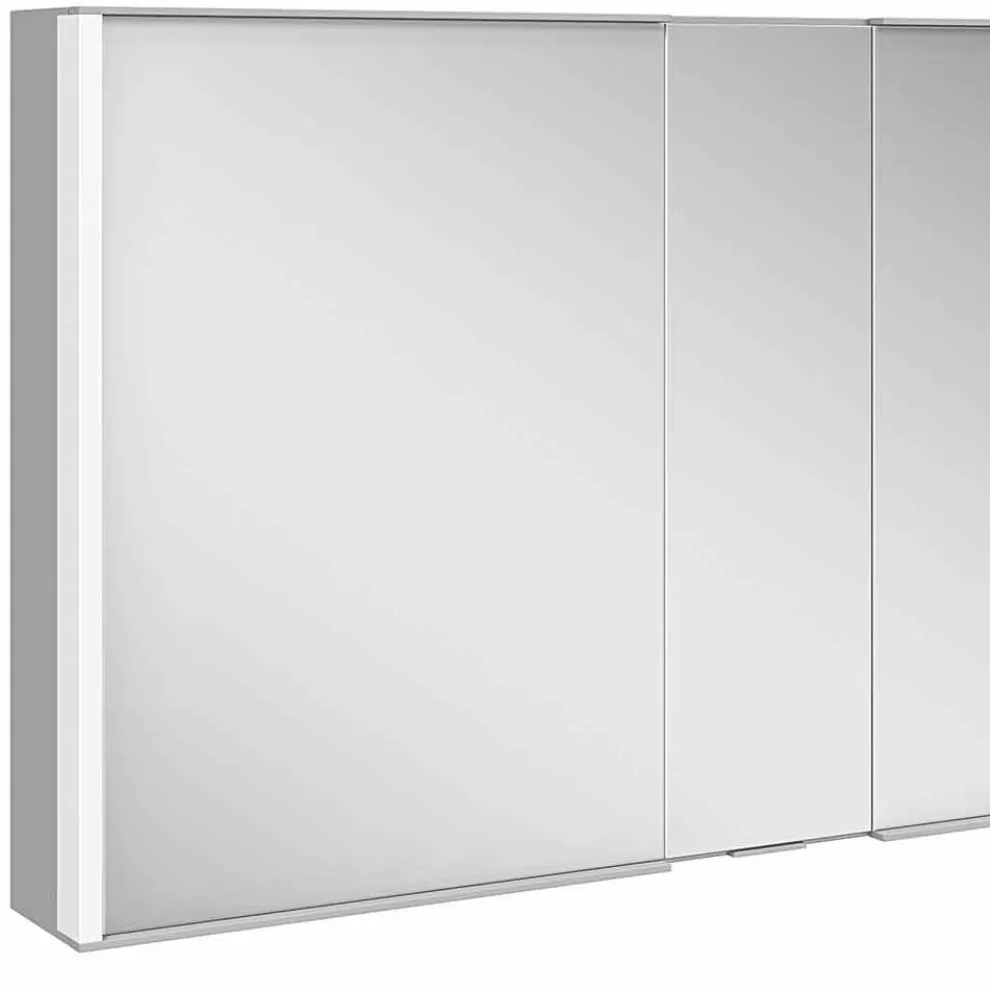 Moderner Wandspiegel mit 3 Türen aus silber lackiertem Aluminium - Demon