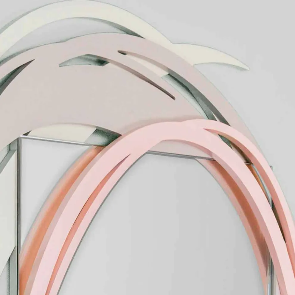 Moderner Wandspiegel mit dekorativem Design aus farbigem Holz - Orbita