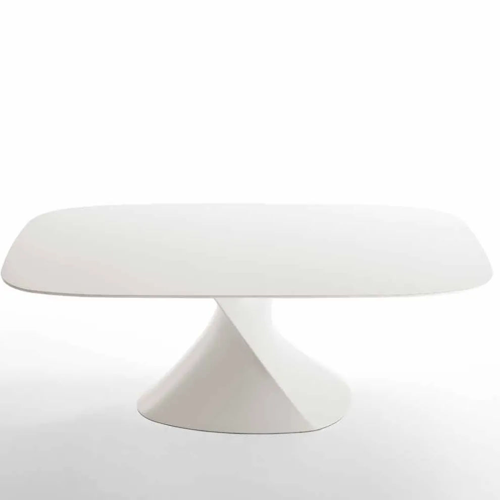 Moderner weißer Esstisch aus MDF mit Verzierung aus Eiche 100x200Clark