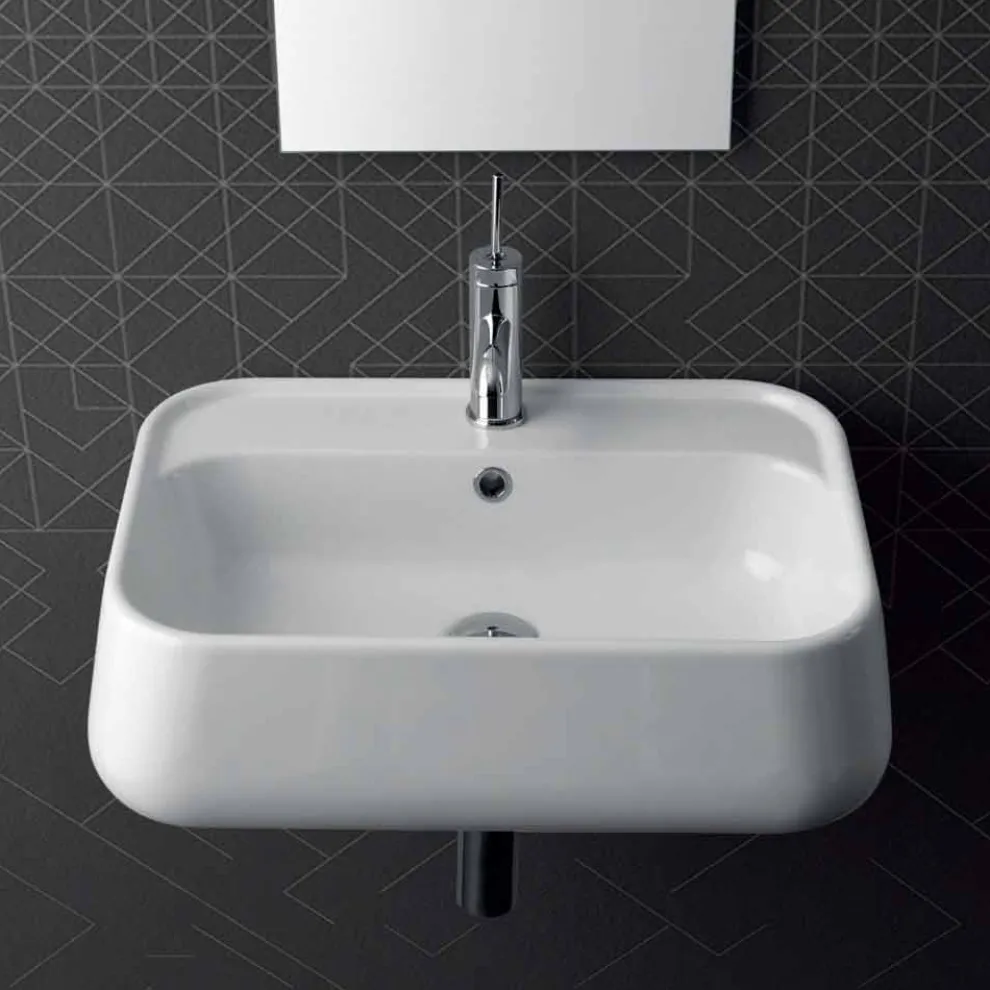 Modernes Aufsatz- oder Wandwaschbecken aus farbiger Keramik Oliena