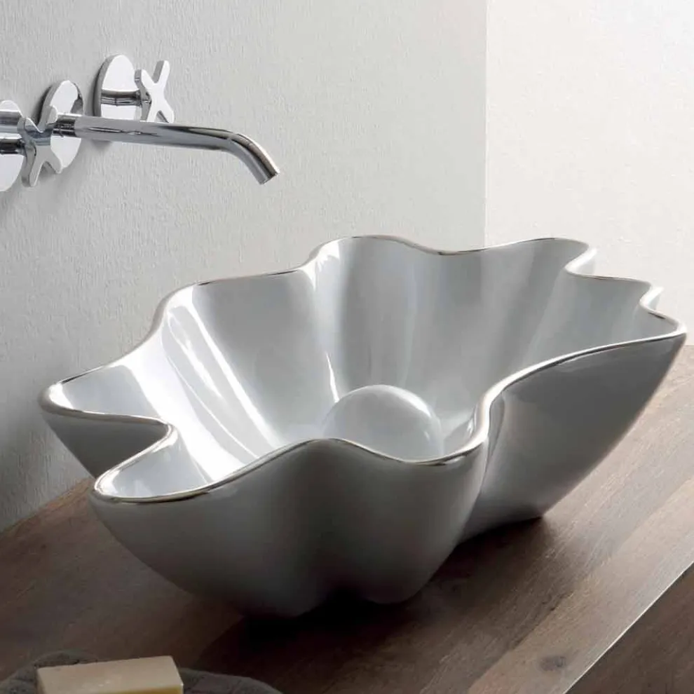 Modernes Aufsatzwaschbecken aus weißer Keramik made in Italy Rayan