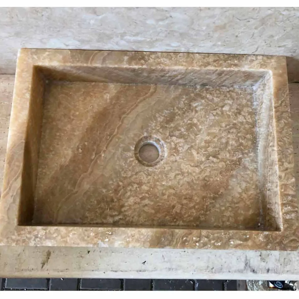 Modernes Aufsatzwaschbecken aus Onyxstein Jef, Unikat