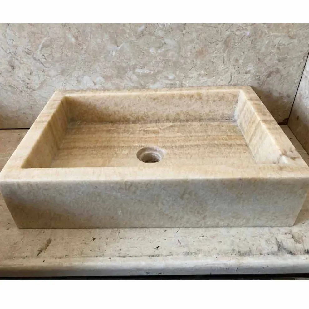 Modernes Aufsatzwaschbecken aus Onyxstein Jef, Unikat