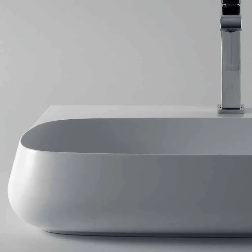 Modernes Aufsatzwaschbecken aus Keramik L 75 cm, Made in Italy, Gais