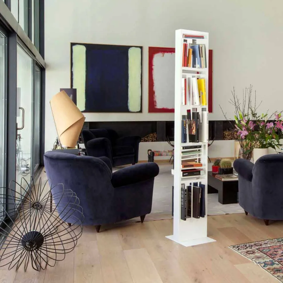 Modernes Bücherregal mit Weißmetallregalen Made in Italy - Bolivia