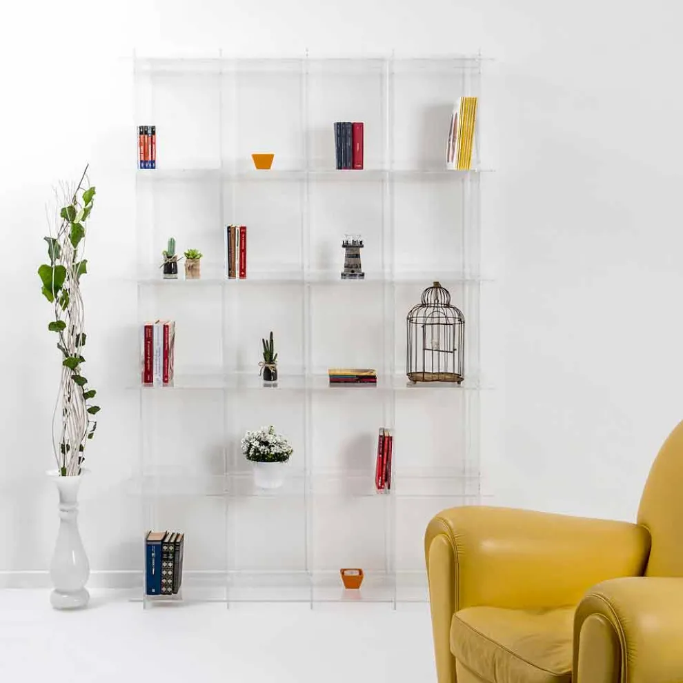 Modernes Bücherregal aus transparentem Plexiglas Sfera4