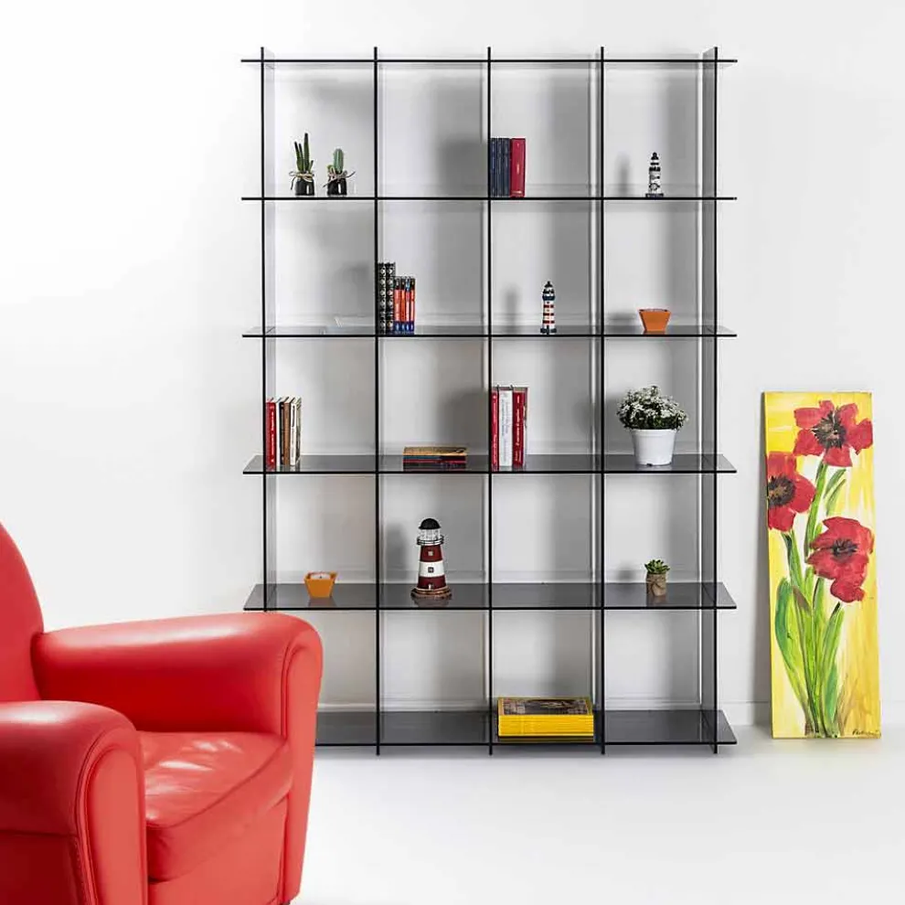 Modernes Bücherregal aus verzinktem Plexiglas Sfera4