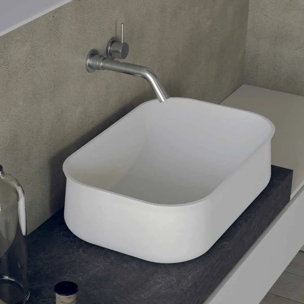 Modernes Design Arbeitsplatte Rechteckiges weißes Badezimmerwaschbecken - Tulyp2