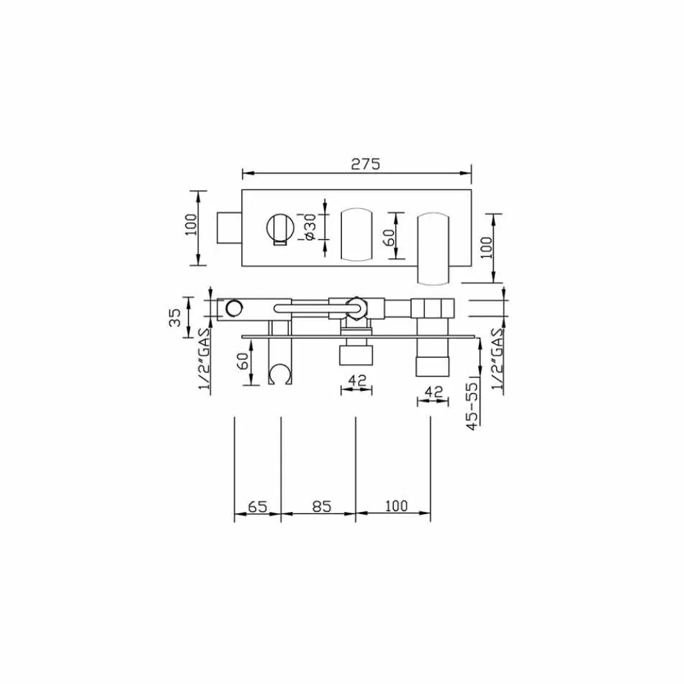 Modernes Design Eingebauter Duschmischer aus Messing Made in Italy - Sika