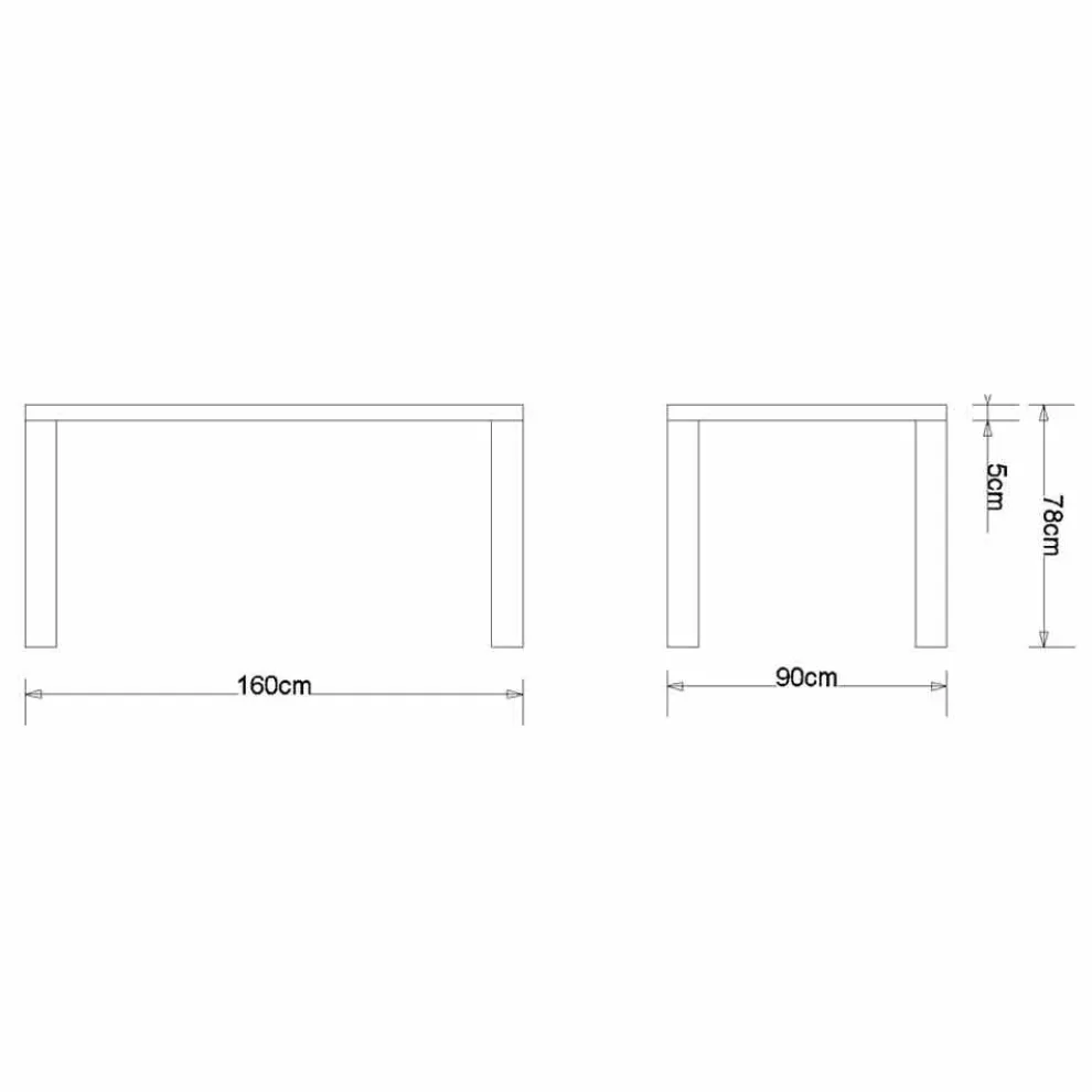 Modernes Design Esstisch in Eiche massiv, L160xP90cm, Loran