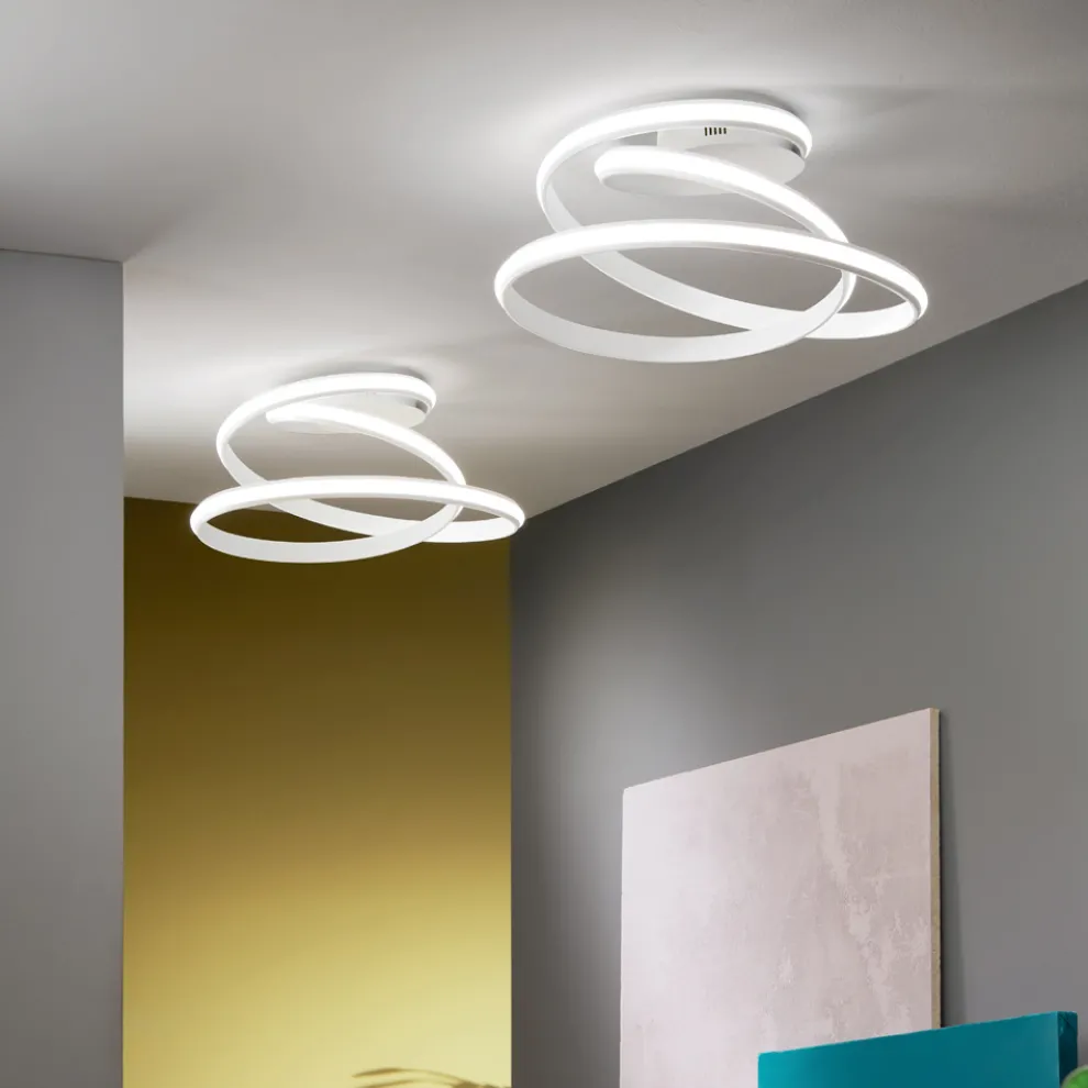 Modernes Design LED-Deckenlampe aus weiß lackiertem Metall - Rivolta