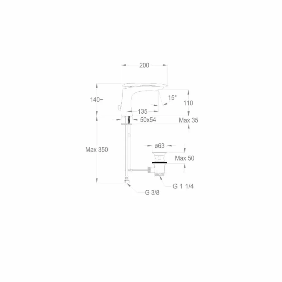 Modernes Design Messing Waschtischmischer Made in Italy - Miriade
