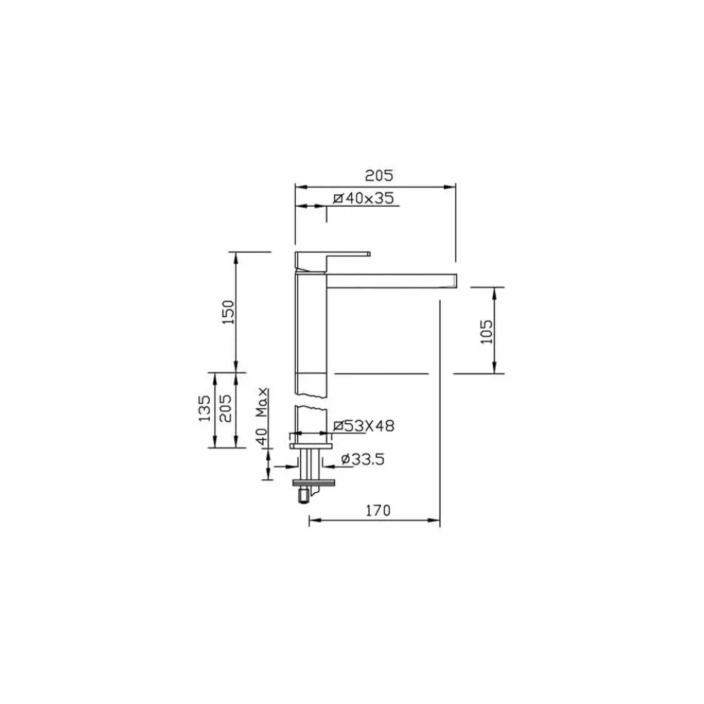 Modernes Design Messing Waschbecken Wasserhahn Made in Italy - Sika