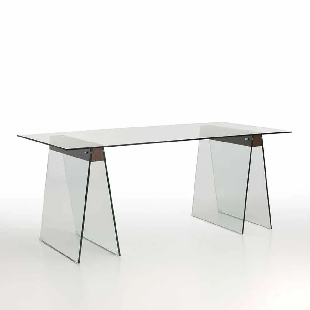 Modernes Design Wohnzimmertisch mit Glasplatte und Glassockel - Lausanne