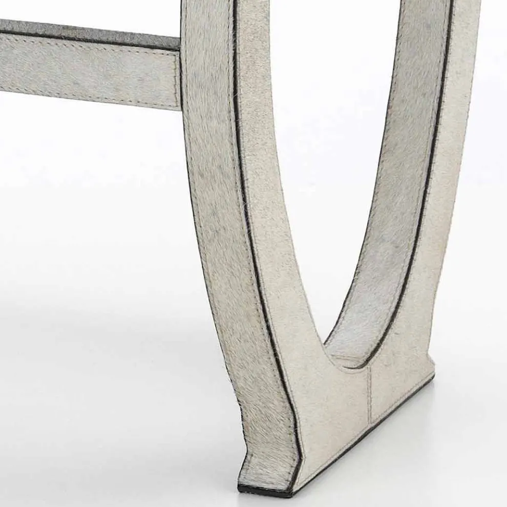 Modernes Design-Konsole mit Tablett in Felicia Grau Pony Leder